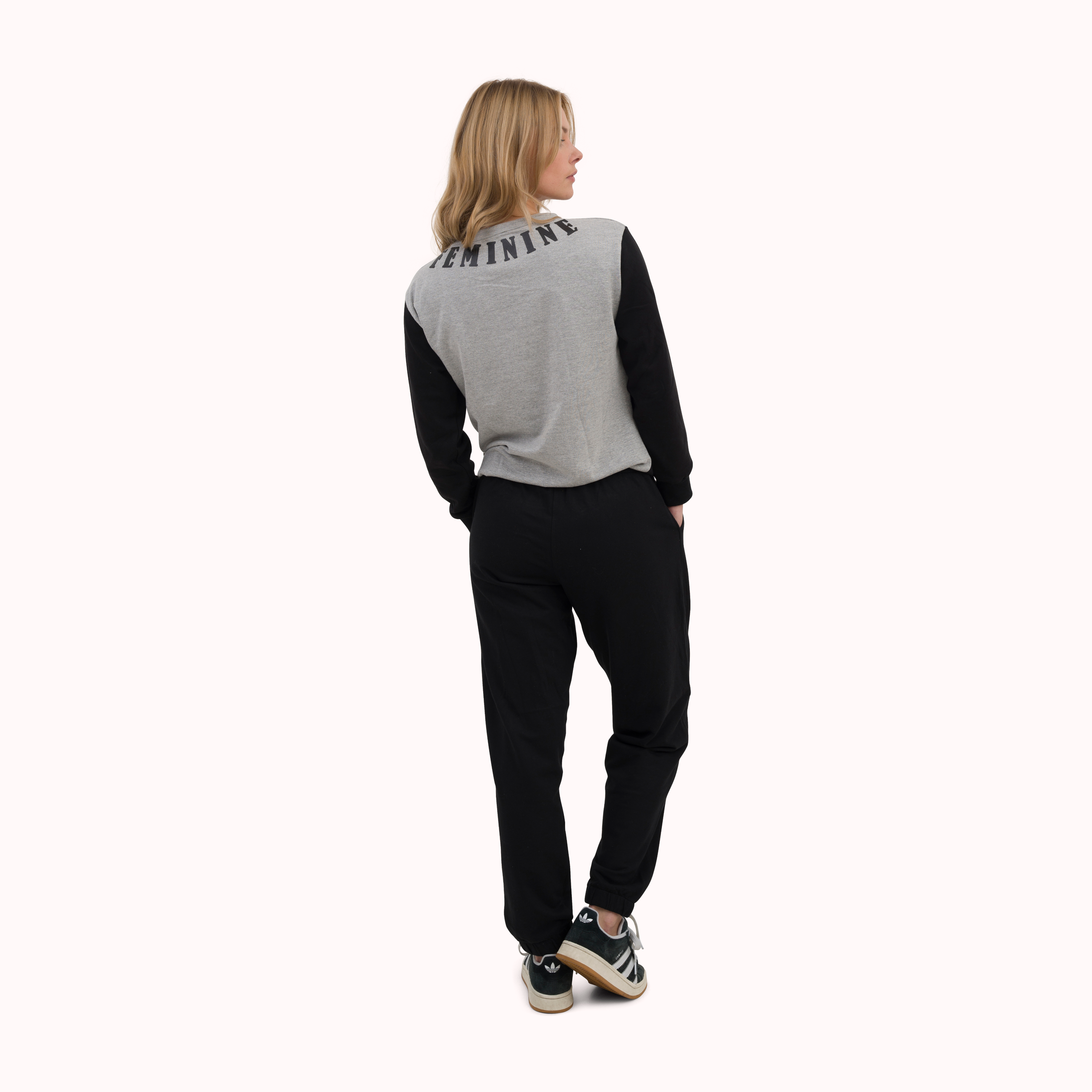 Black solid cotton jogger