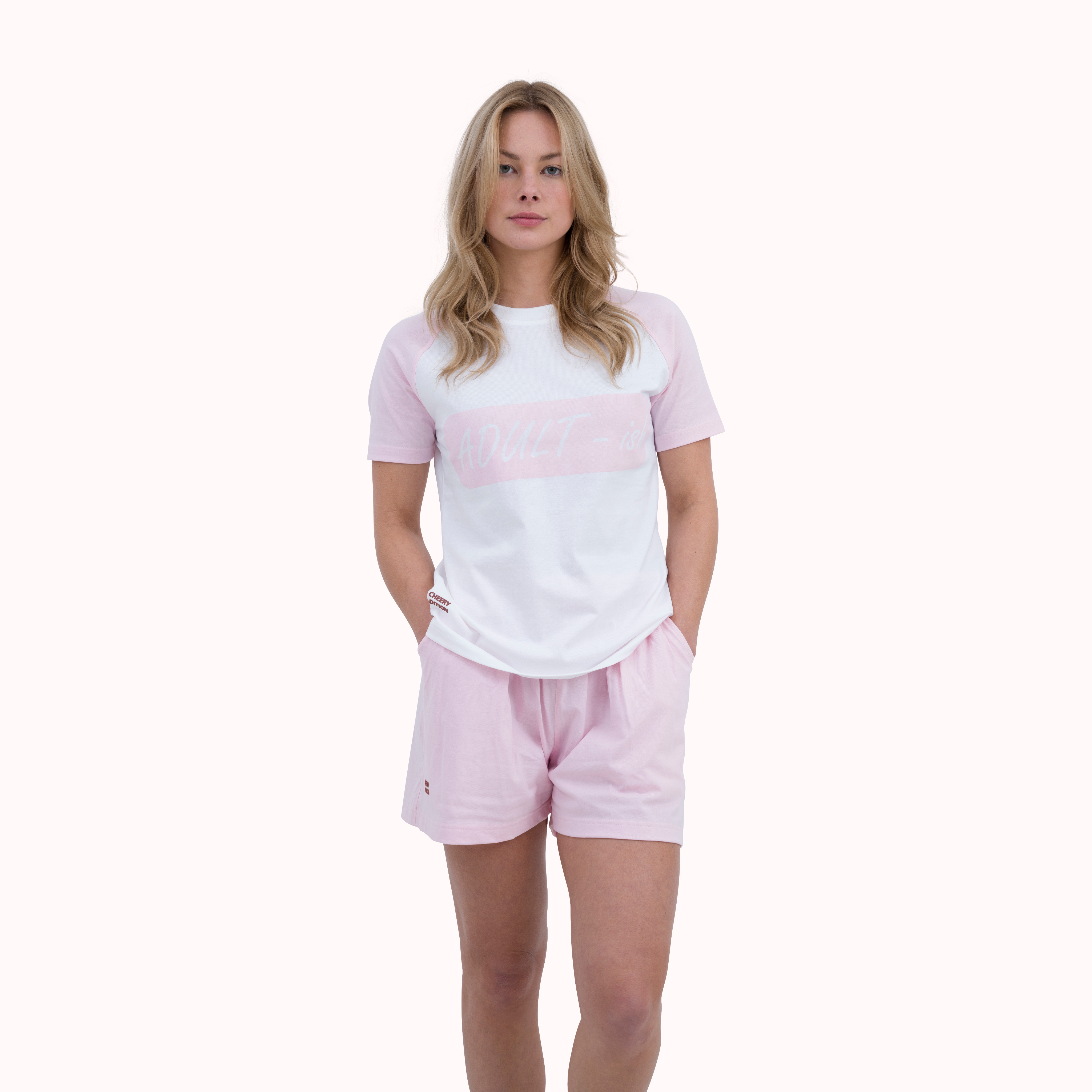 Adult-ish printed raglan sleeve pyjama t-shirt shorts