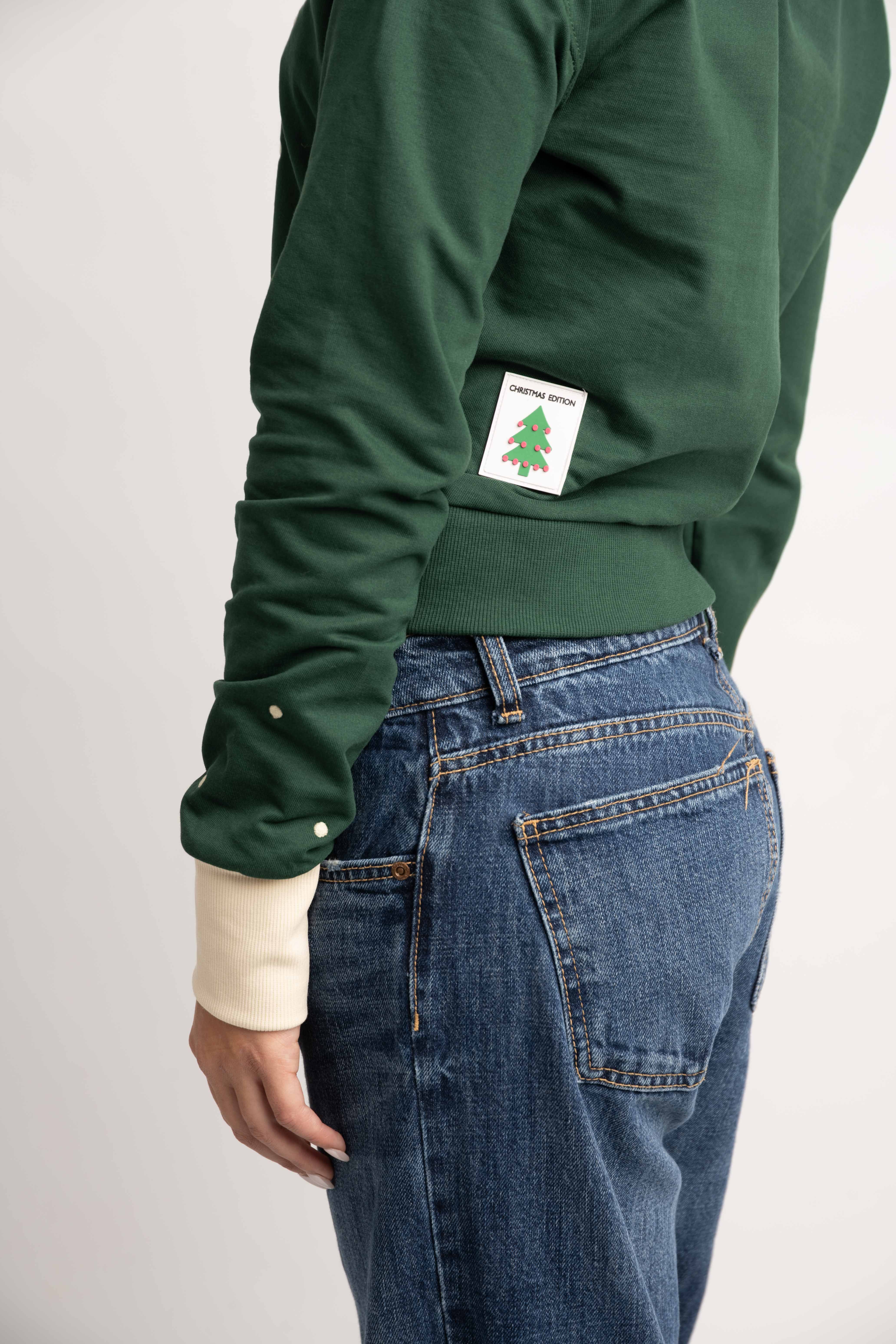 CROPPED POLO COLLARED CHRISTMAS SWEATSHIRT