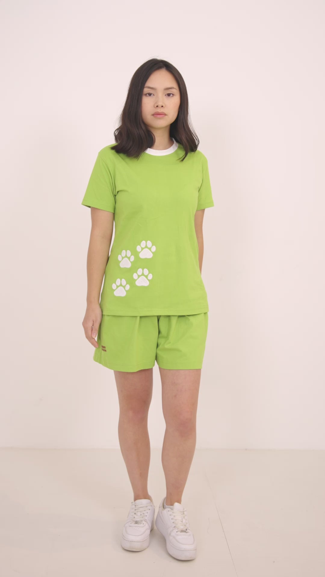 Dog paw embroidered pyjama t-shirt shorts