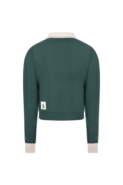 CROPPED POLO COLLARED CHRISTMAS SWEATSHIRT
